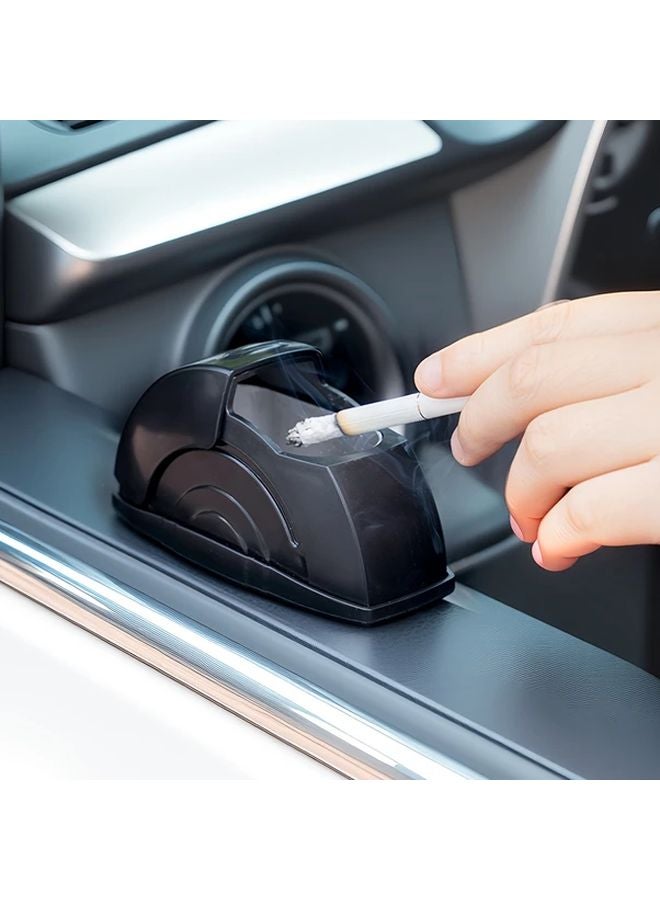 Black Car Ashtray With Lid Anti Spill Cup Holder Fit Easy Clean Vintage Metal - Image 2